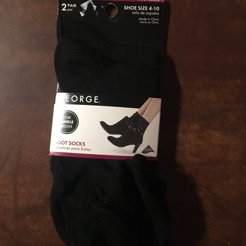 NWT 2 pairs of George black boot socks